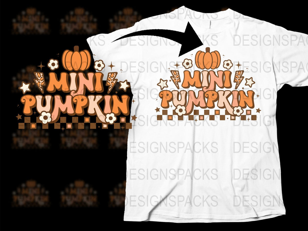 Mini Pumpkin T-Shirt, Autumn Seasonal Graphic Tee, Halloween Pumpkin Design, Unisex Adult Casual Wear