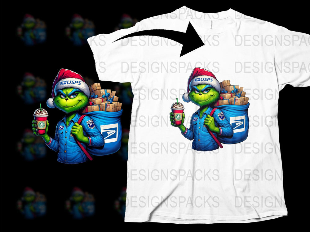 USPS Themed T-Shirt, Cartoon Mail Carrier Design, Postal Worker Gift, Unique Graphic Tee, Vibrant Colors