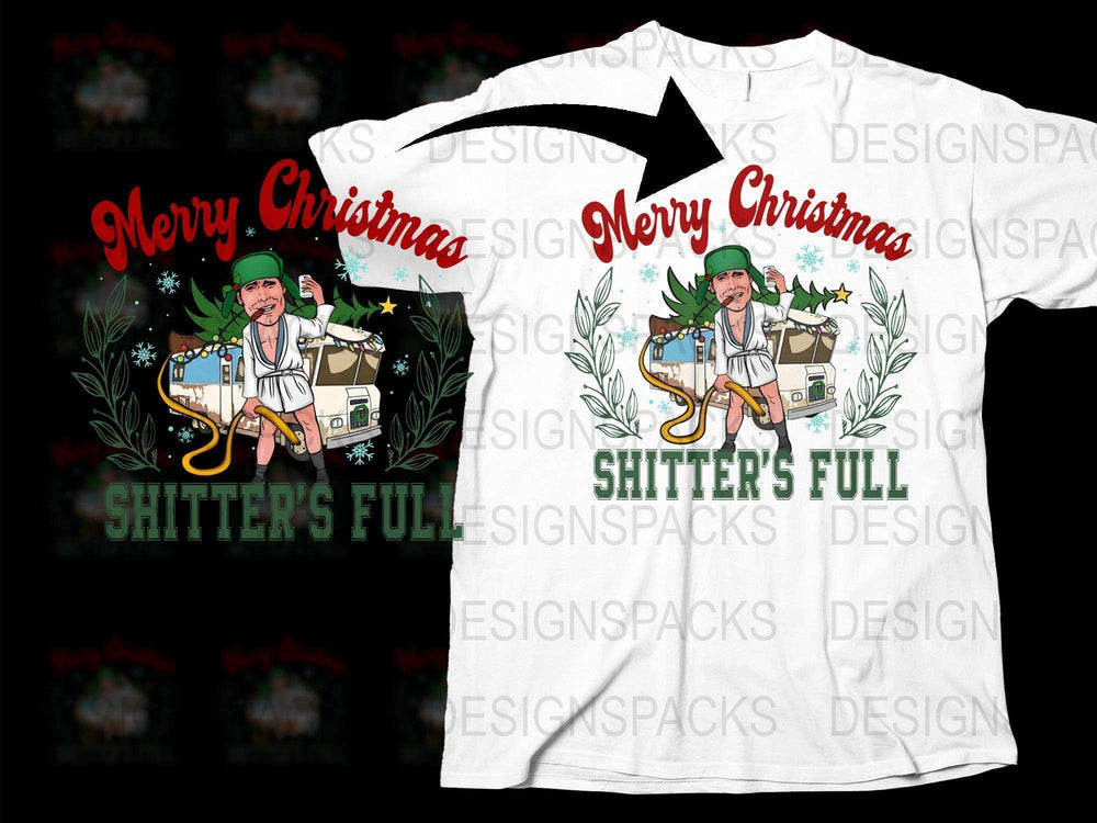 Merry Christmas T-Shirt, Funny Holiday RV Design, Shitter's Full Quote, Festive Winter Apparel