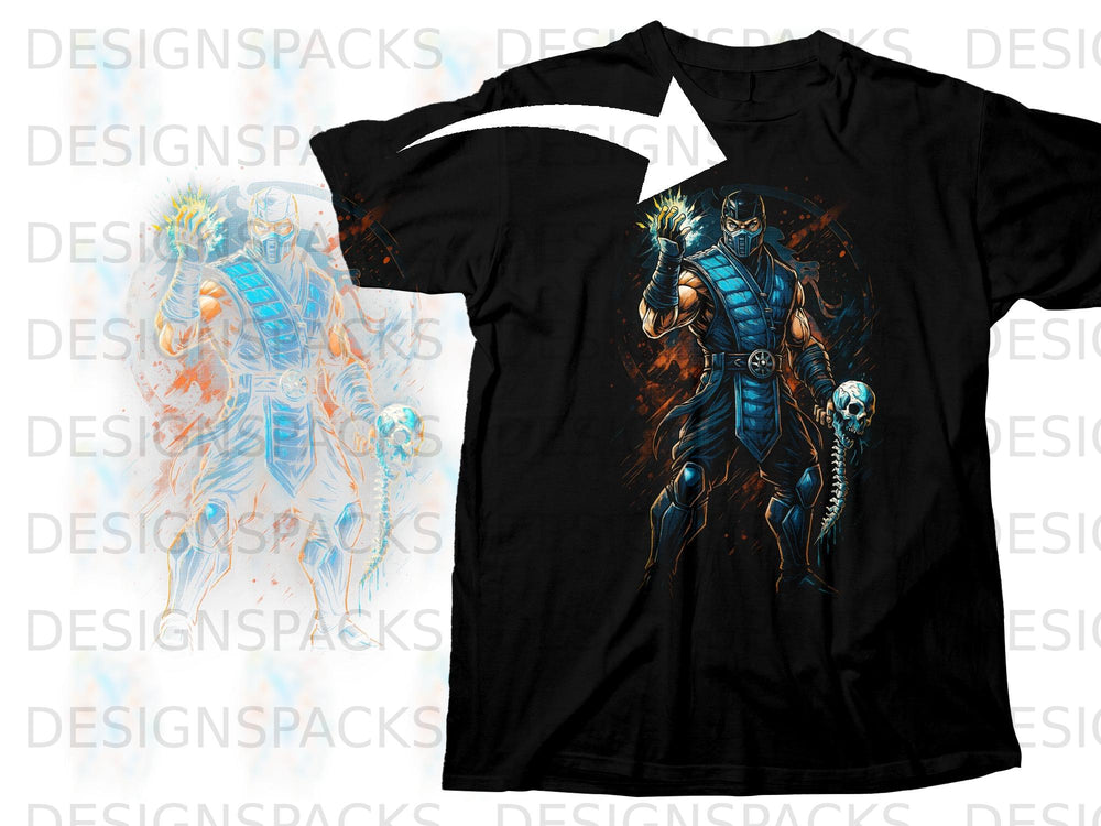 Black t-shirt with Sub-Zero character graphic from Mortal Kombat.