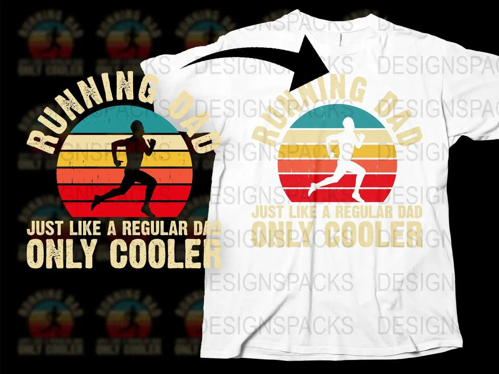 Running Dad T-Shirt, Cool Dad Gift, Father's Day Shirt, Fitness Dad Tee, Retro Style, Vintage Sunset Graphic, Runner Apparel