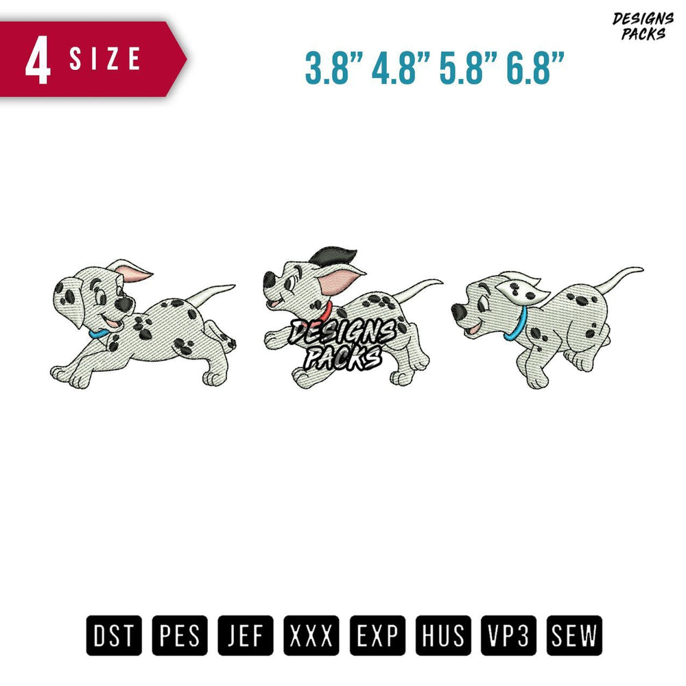 3 Dog Dalmation Embroidery Design