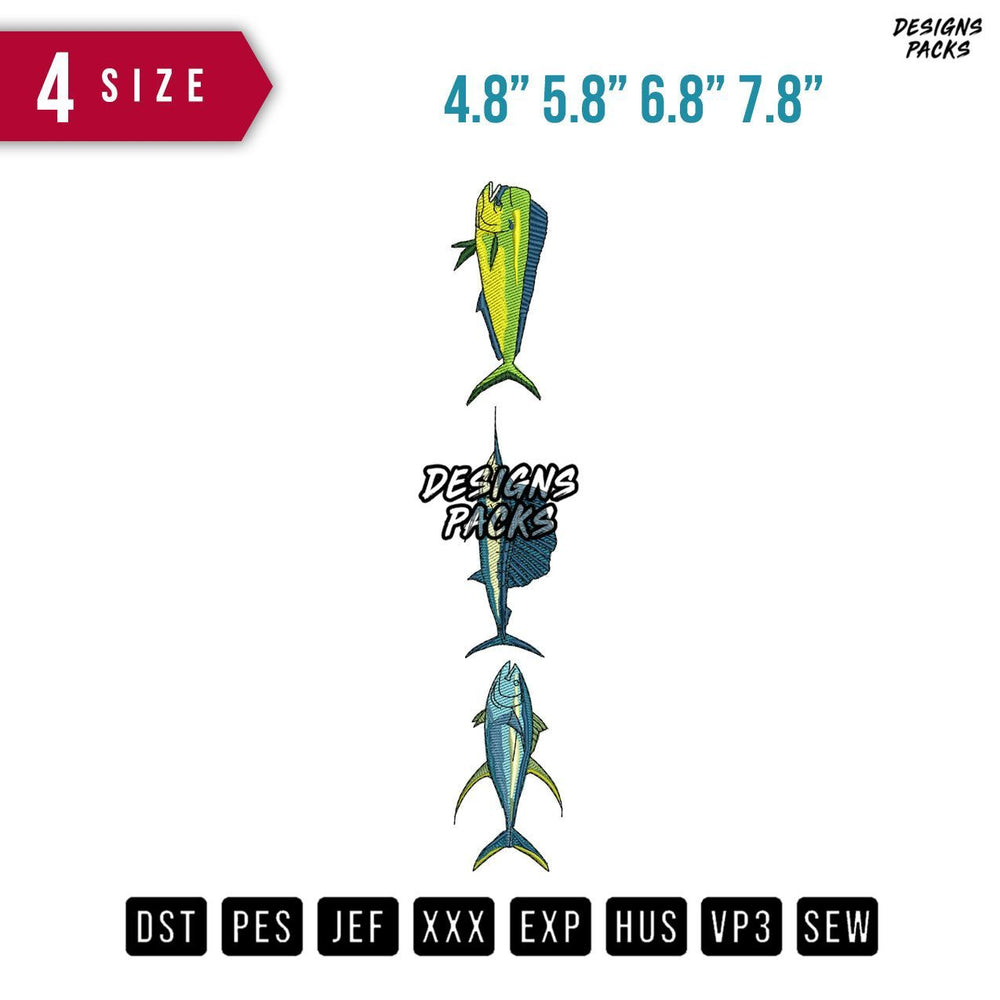 3 Fish Embroidery Design