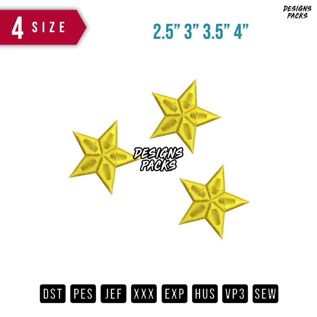 3Star Embroidery Design