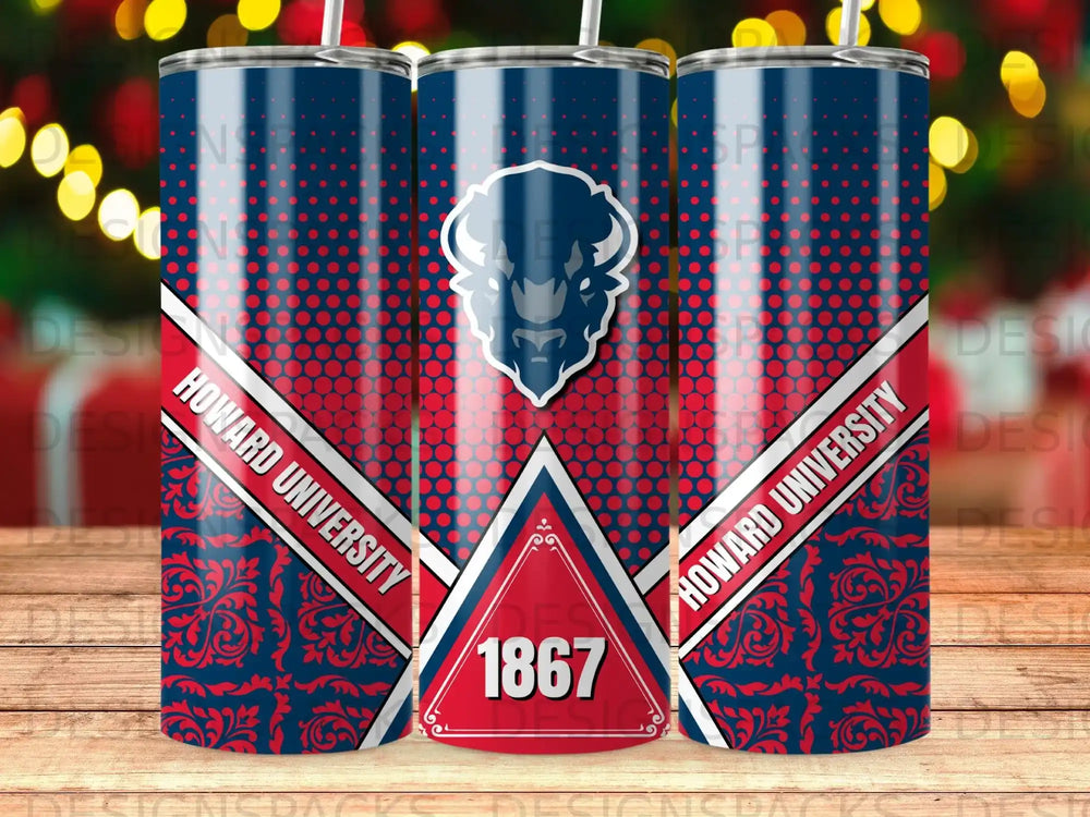 Howard University Bison Logo 1867 Blue Red Dots Pattern Tumbler product type