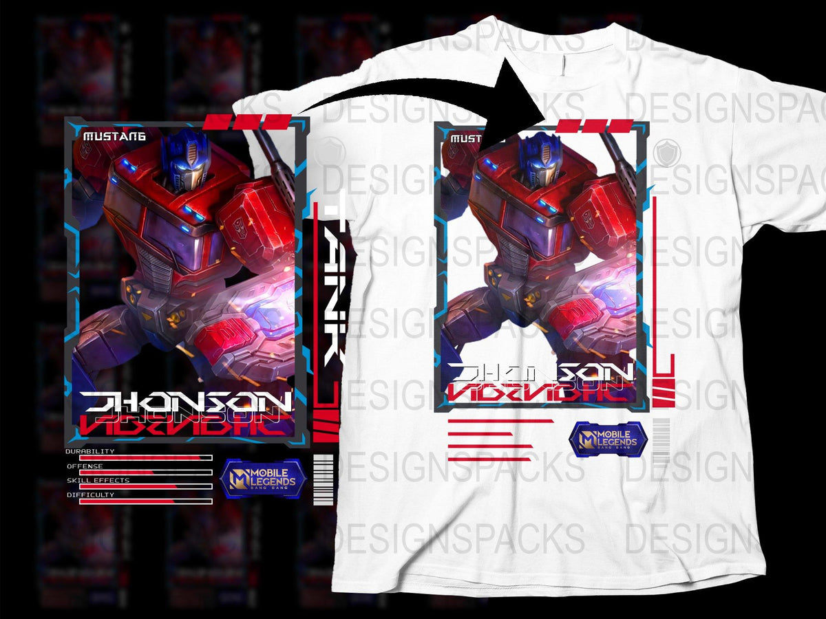Mobile Legends Johnson T-Shirt, Gaming Graphic Tee, Mech Warrior Design, Unisex Cotton Shirt