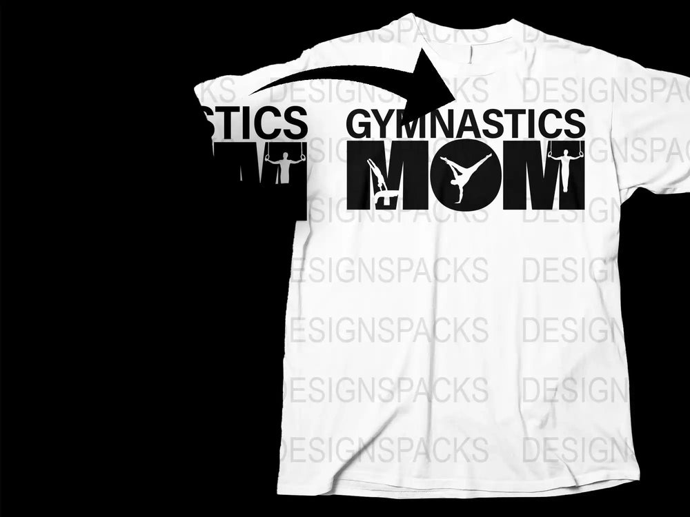 Gymnastics Mom T-Shirt, Women's Sports Support Shirt, Black and White Graphic Tee, Athletic Parent Apparel