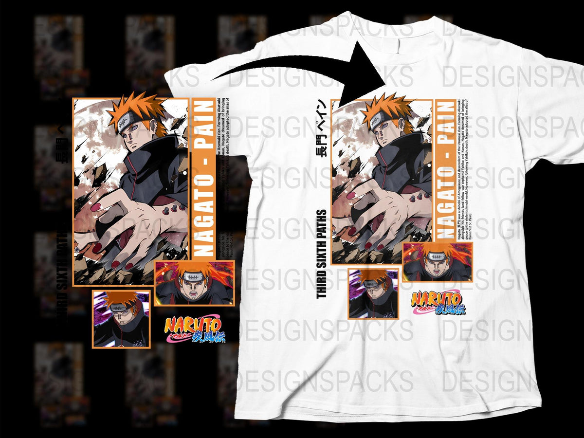 Naruto Anime T-Shirt, Nagato Pain Graphic Tee, Full Color Print, Unisex Manga Shirt