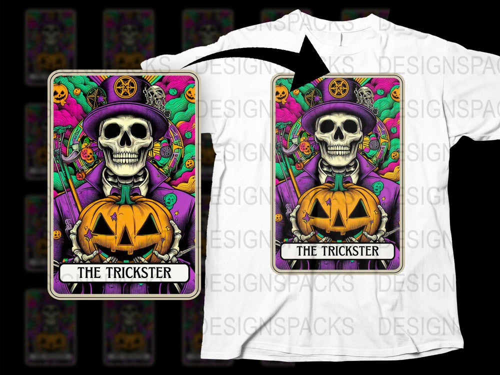 Gothic Skull Pumpkin Halloween T-Shirt, Colorful Trickster Graphic Tee, Unisex Horror Shirt for All Ages