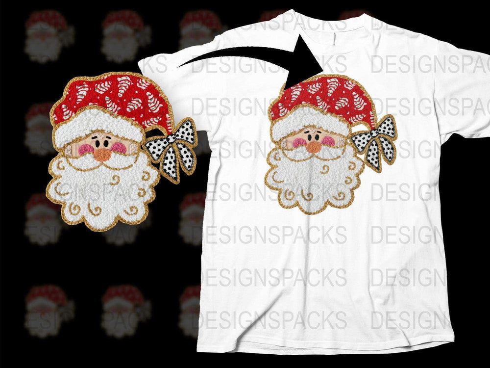 Santa Claus Face T-Shirt, Christmas Holiday Graphic Tee, Festive Red and White Apparel