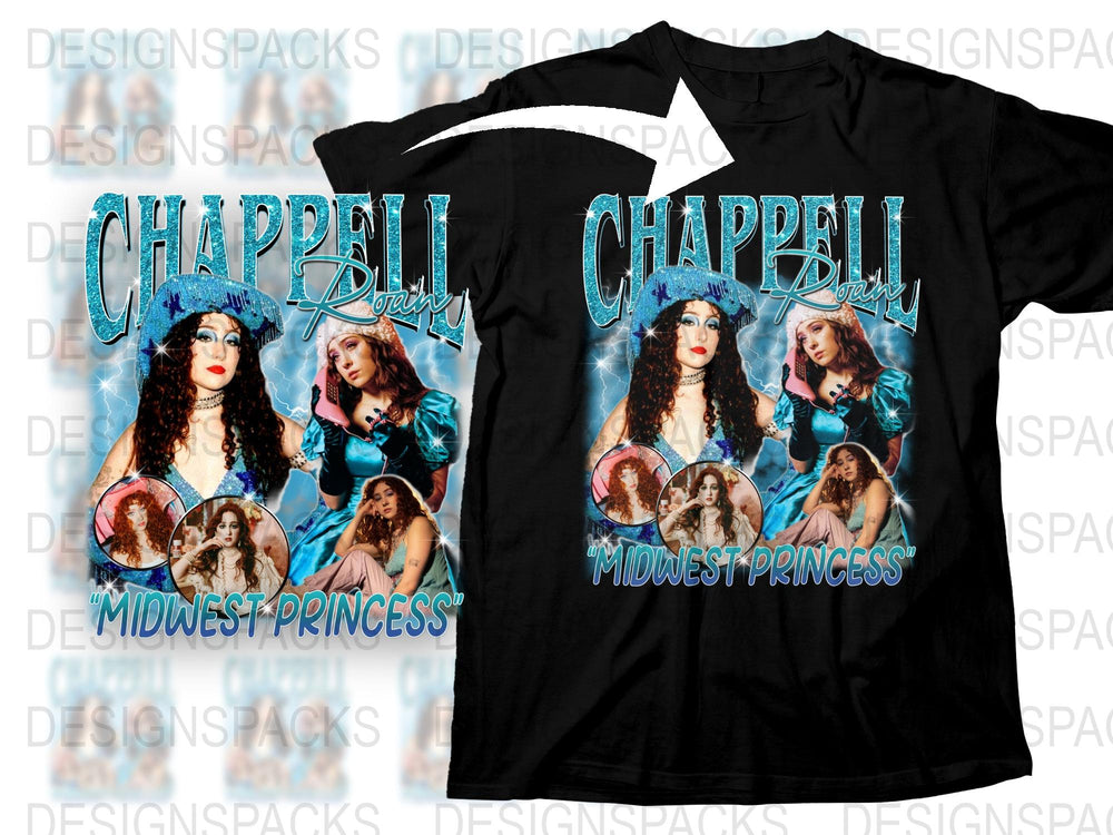 Chappell Roan Midwest Princess Graphic Tee, Vintage Style Pop Music T-Shirt, Fan Merch, Black Cotton Shirt