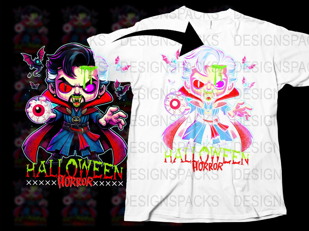 Halloween Horror T-Shirt, Doctor Strange and Wanda, Spooky Graphic Tee, Unisex Adult Clothing, Vibrant Costume Shirt, Unique Superhero