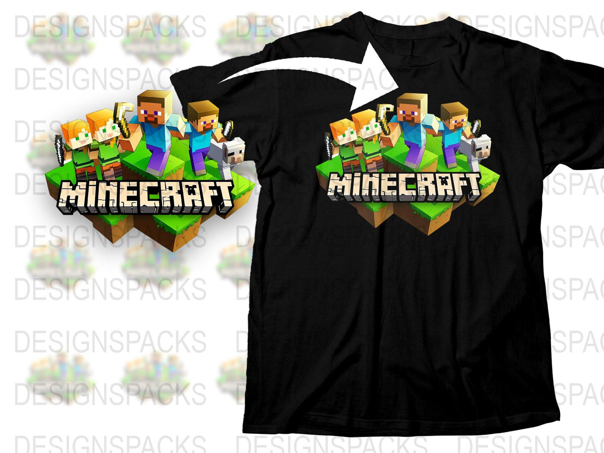 Minecraft Inspired T-Shirt, Pixel Art Characters, Gaming Tee for Kids, Teens, Graphic Tee