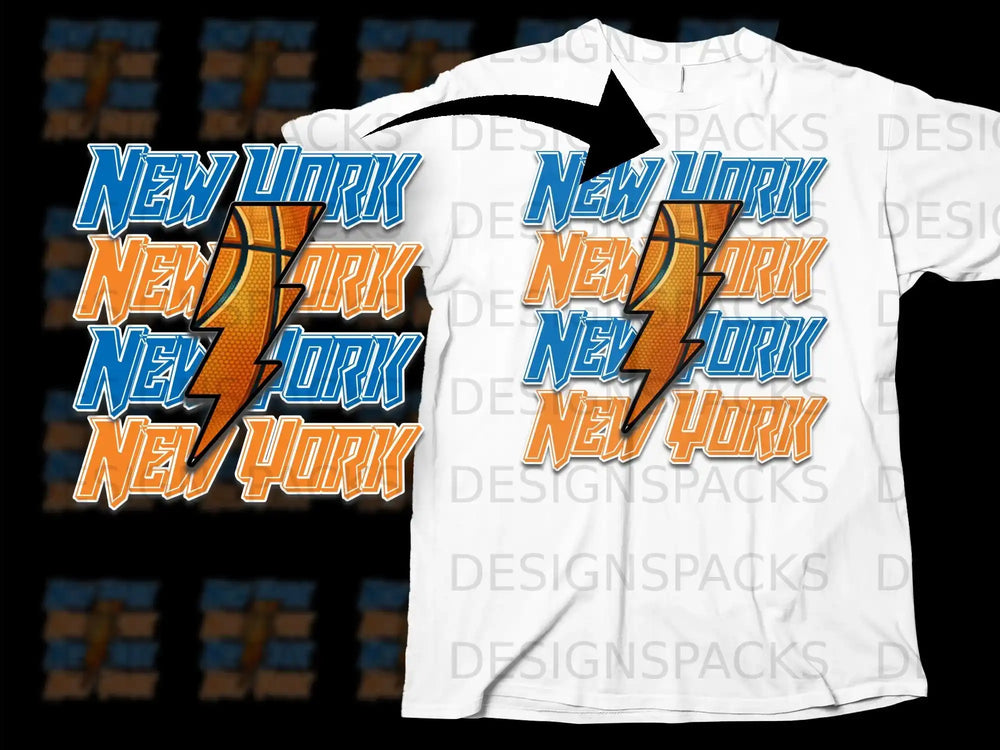 New York Basketball Lightning Bolt Graphic Shirt