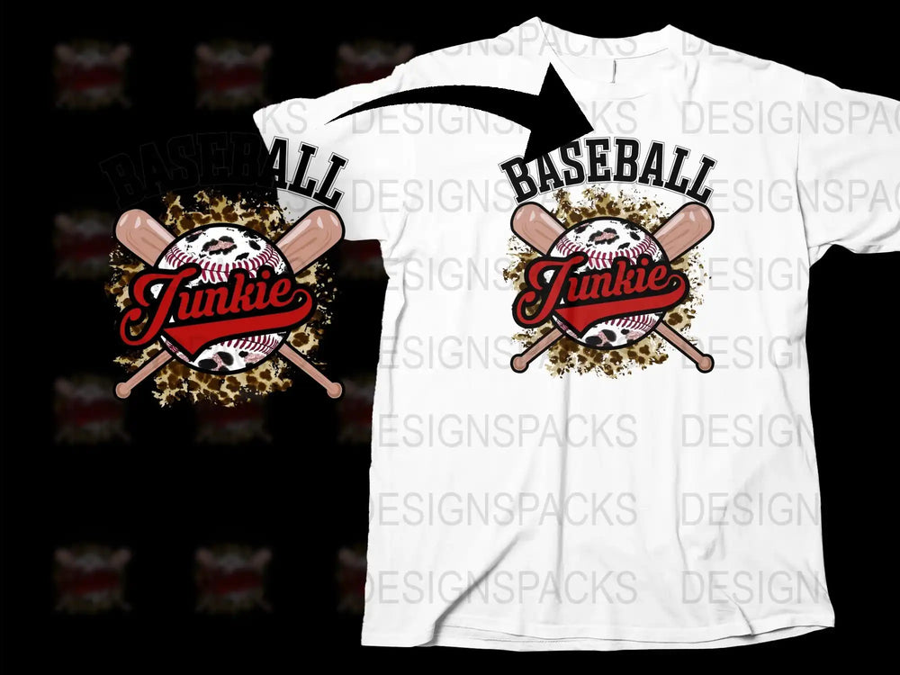 Baseball Junkie T-Shirt, Sports Fan Tee, Baseball Bat Graphic, Novelty White Shirt for Men and Women