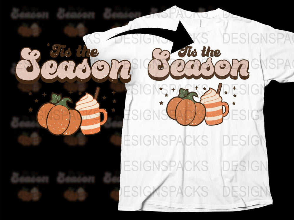 Fall Season T-Shirt Pumpkin Spice Latte Graphic Tee Autumn Apparel Cozy Thanksgiving Outfit Casual Wear