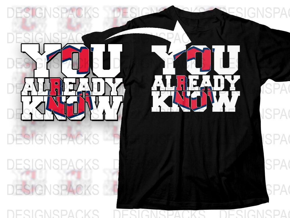 Trendy Black T-Shirt with Bold 'You Already Know' Graphic, Casual Streetwear Style Tee