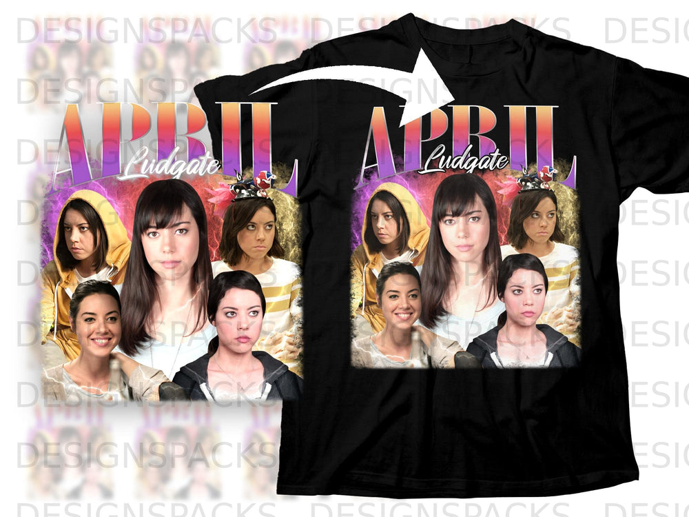 Collage featuring actress Aubrey Plaza as April Ludgate from Parks and Recreation.