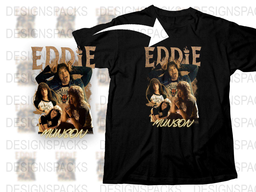 Eddie Munson Inspired Graphic T-Shirt, Vintage Band Tee, Unisex TV Show Shirt, Retro Fan Merchandise