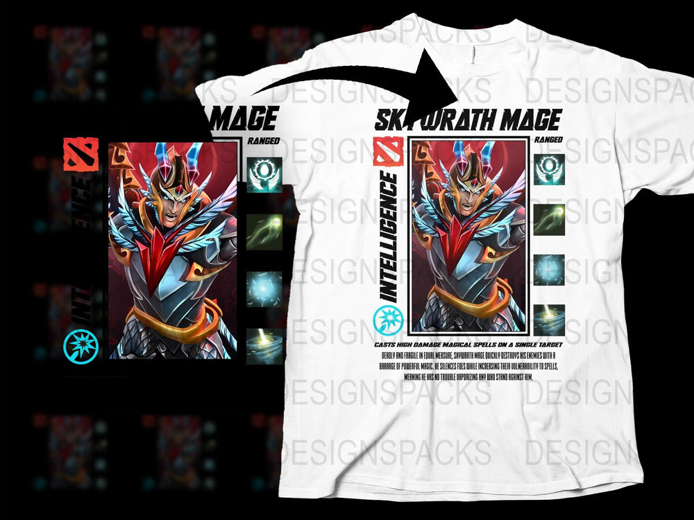 Unique Mage Graphic T-Shirt, Fantasy Warrior Design, Men's White Tee, Casual Gaming Apparel