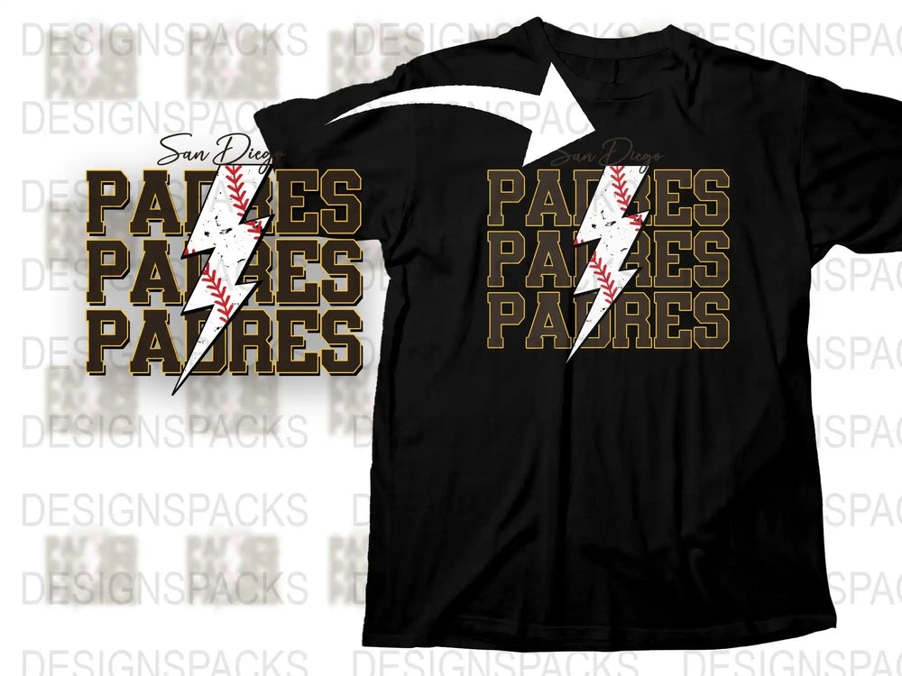 San Diego Padres Inspired T-Shirt, Baseball Graphic Tee, Black and Gold Design, Sports Fan Apparel