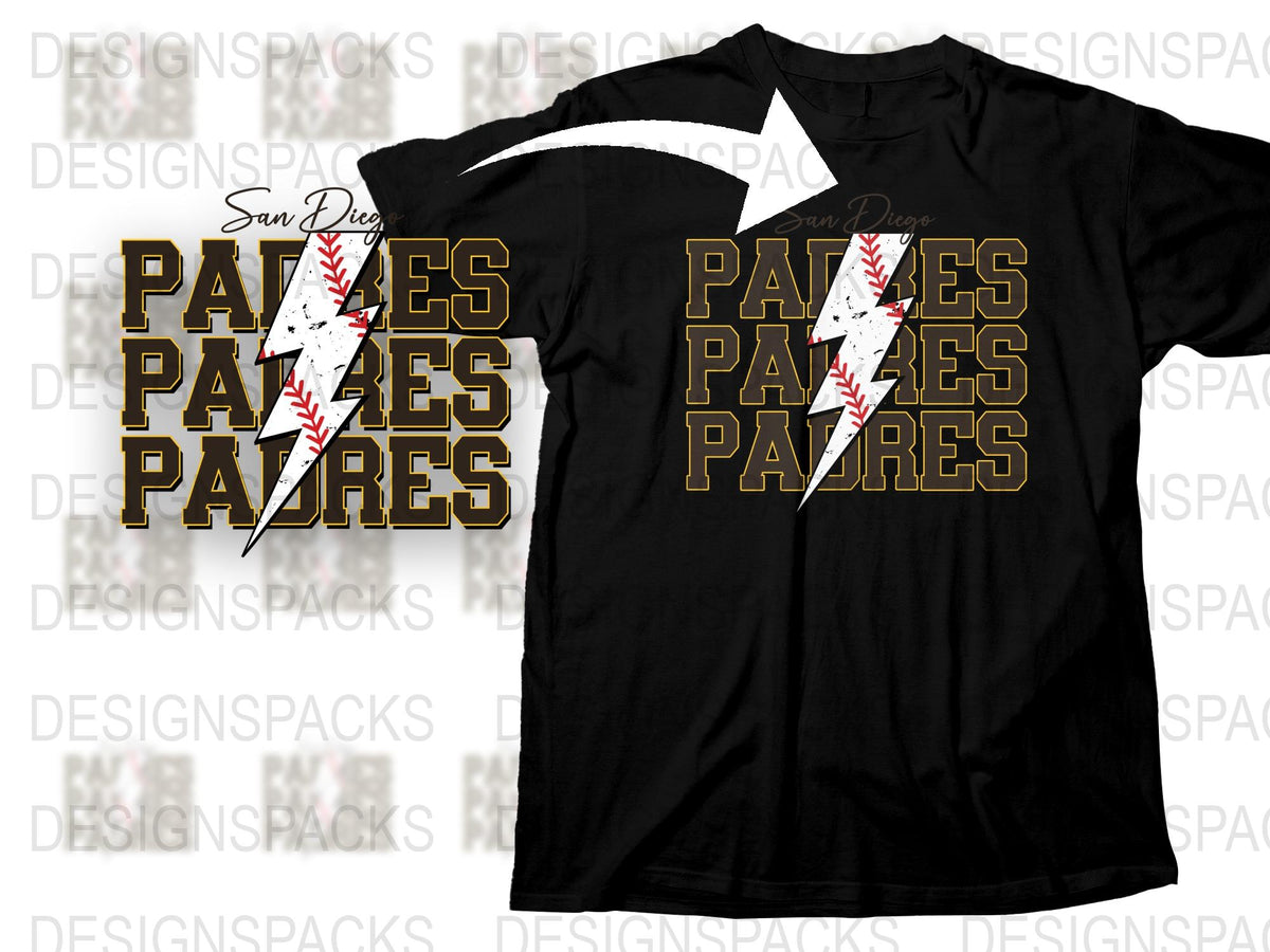 San Diego Padres Inspired T-Shirt, Baseball Graphic Tee, Black and Gold Design, Sports Fan Apparel