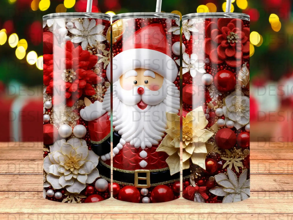 Ornate Santa Christmas Tumbler Digital Wrap Design