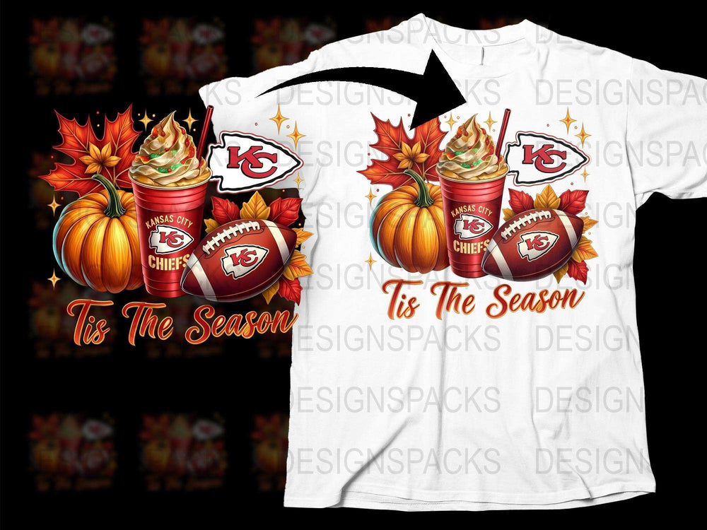 Kansas City Chiefs T-Shirt, Autumn Pumpkin Design, Football Season Apparel, Festive Fall Wear