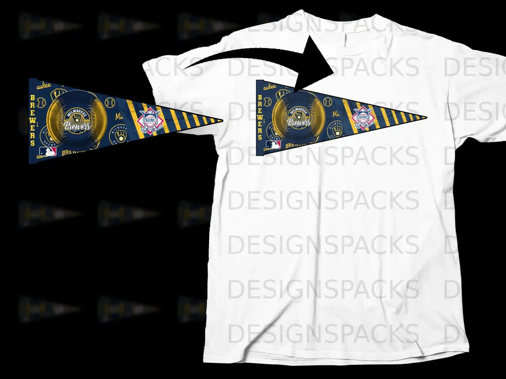 Milwaukee Brewers Pennant Design T-shirt Sports Fan Apparel