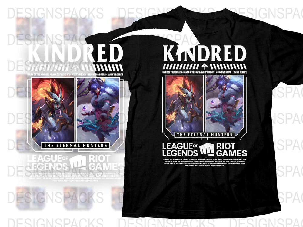 League of Legends Kindred T-Shirt, The Eternal Hunters Graphic Tee, Riot Games Merchandise