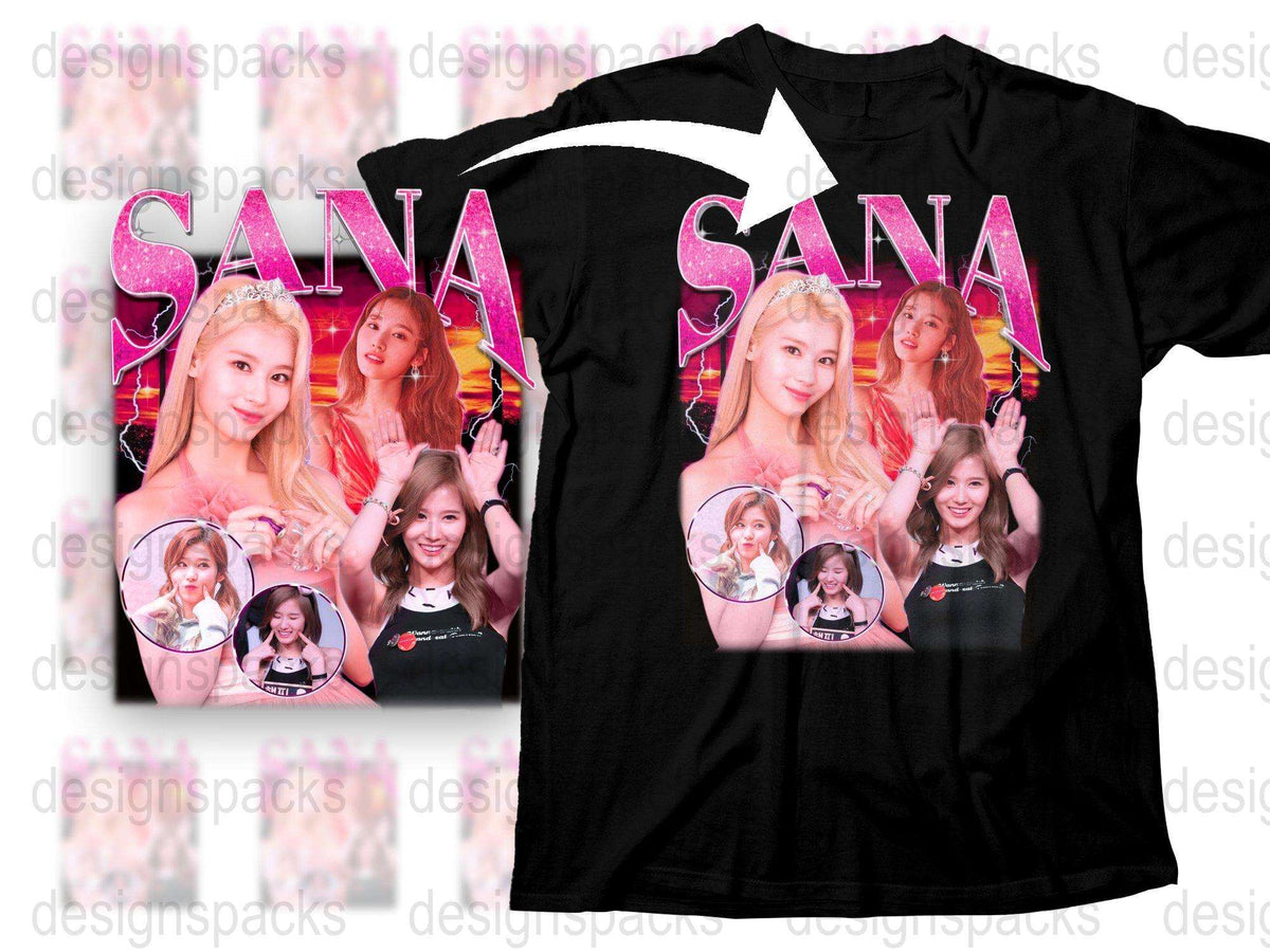 K-Pop Fan T-Shirt, SANA Graphic Tee, Pink Pop Star Design, Collectible Music Merchandise