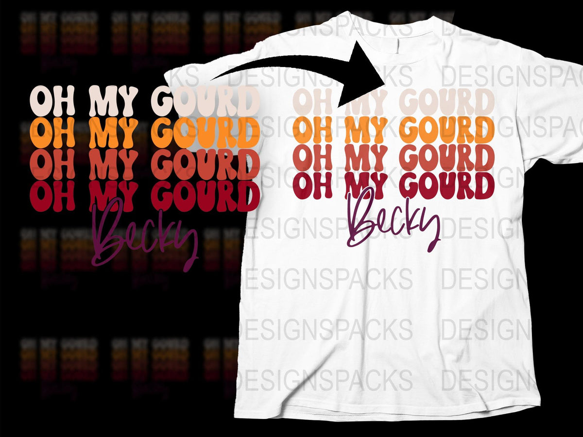 Oh My Gourd Funny Thanksgiving T-Shirt, Fall Season White Tee, Autumn Holiday Apparel for Men and Women