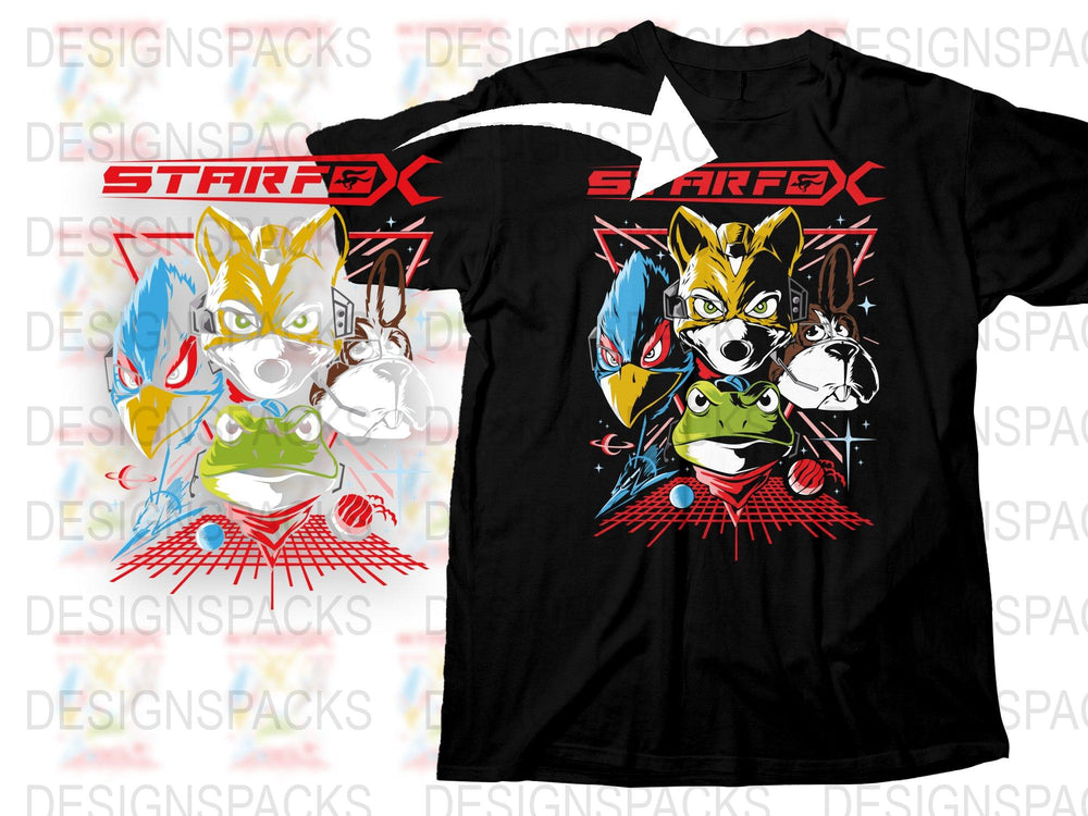 Star Fox Inspired T-Shirt, Retro Gaming Tee, Classic Video Game Shirt, Geek Culture Apparel, Colorful Graphic T-shirt