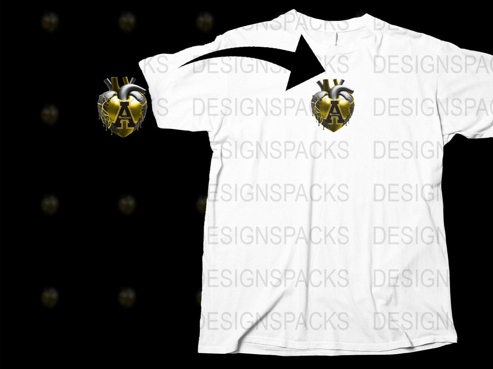 Unisex White T-Shirt with Gold Heart Grenade Graphic, Casual Streetwear, Hip Hop Style Top