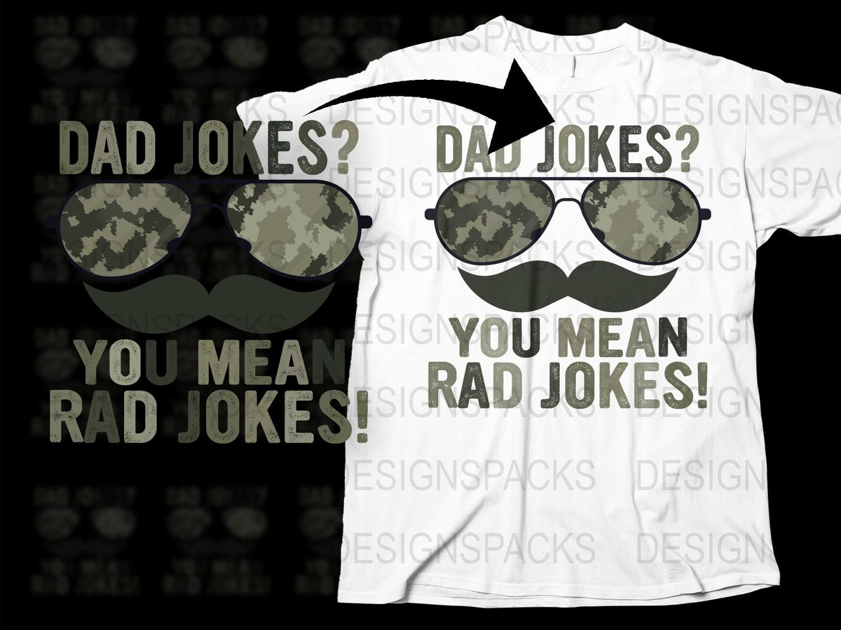Funny Dad Jokes T-Shirt, Camouflage Sunglasses Graphic Tee, Rad Jokes White Shirt