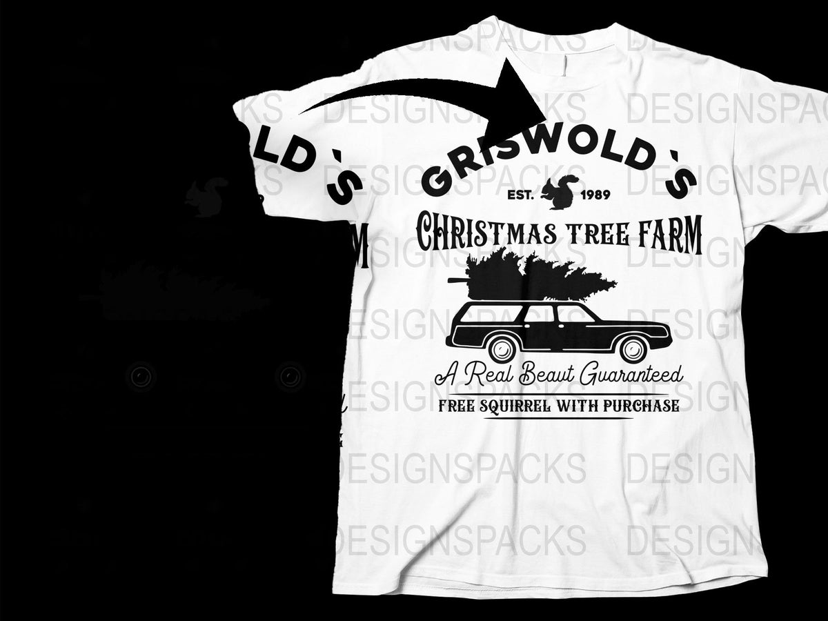 Vintage Christmas Tree Farm T-Shirt, Free Squirrel, Car Graphic, Holiday Tee, 1989 Retro Style, Unisex Casual Wear