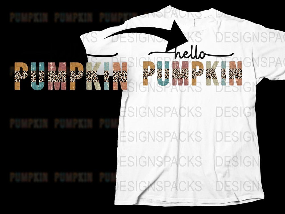 Hello Pumpkin Fall T-Shirt, Autumn Pumpkin Spice Graphic Tee, Halloween Thanksgiving Casual Shirt