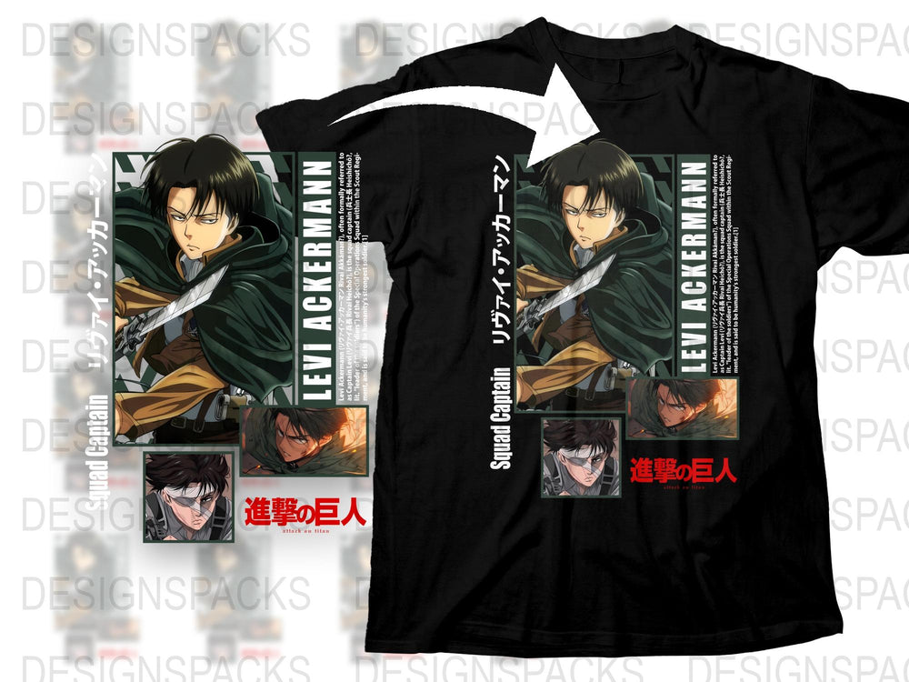 Attack on Titan Levi Ackerman Graphic T-Shirt, Anime Inspired Tee, Unisex Cotton Shirt, Black Manga Character Design, Fan Merchandise