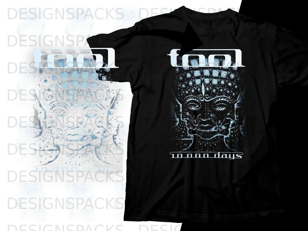 Black t-shirt with Tool logo and "10,000 Days" album art.