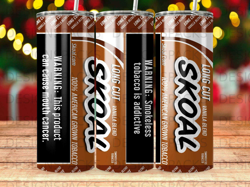 Three cans of Skoal Long Cut Vanilla Blend smokeless tobacco.
