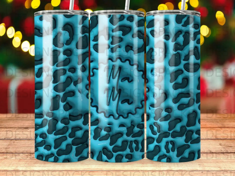 Aqua Blue Cow Print Mama Tumbler Unique Product Type