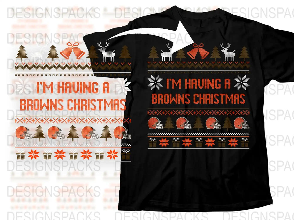 Festive Holiday T-Shirt, 'I'm Having a Browns Christmas' Graphic Tee, Unisex Winter Apparel