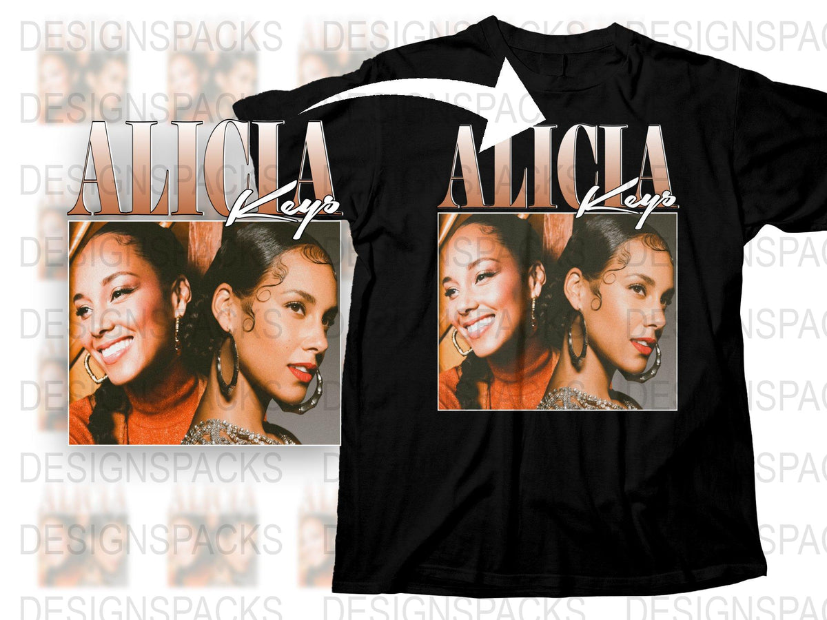 Alicia Keys Inspired Graphic T-Shirt, Vintage Style Music Tee, Retro Pop Singer Fan Merchandise