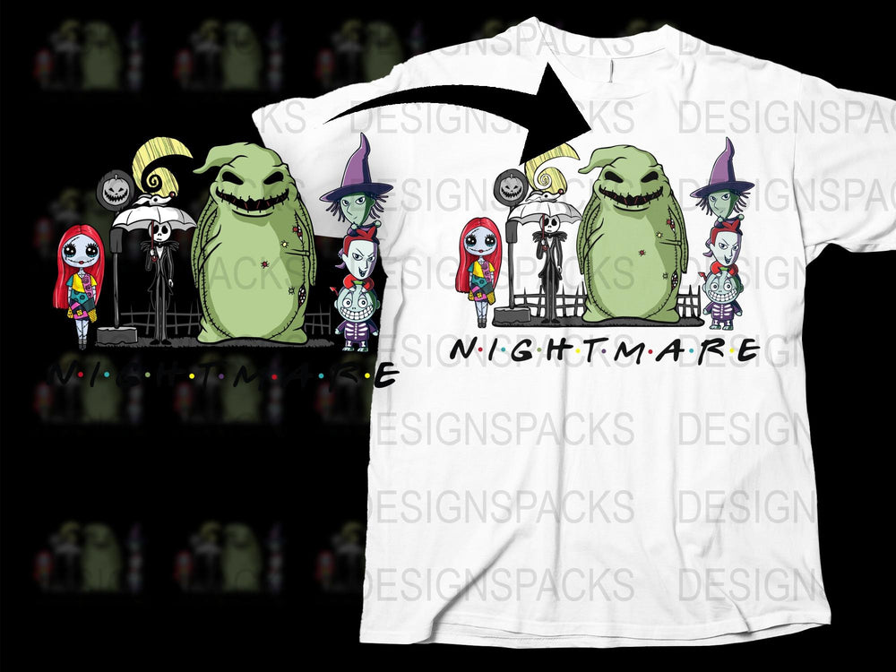 Nightmare Inspired Cartoon Character T-Shirt, Creepy Cute Halloween Theme Graphic Tee, Unisex Adult Clothing