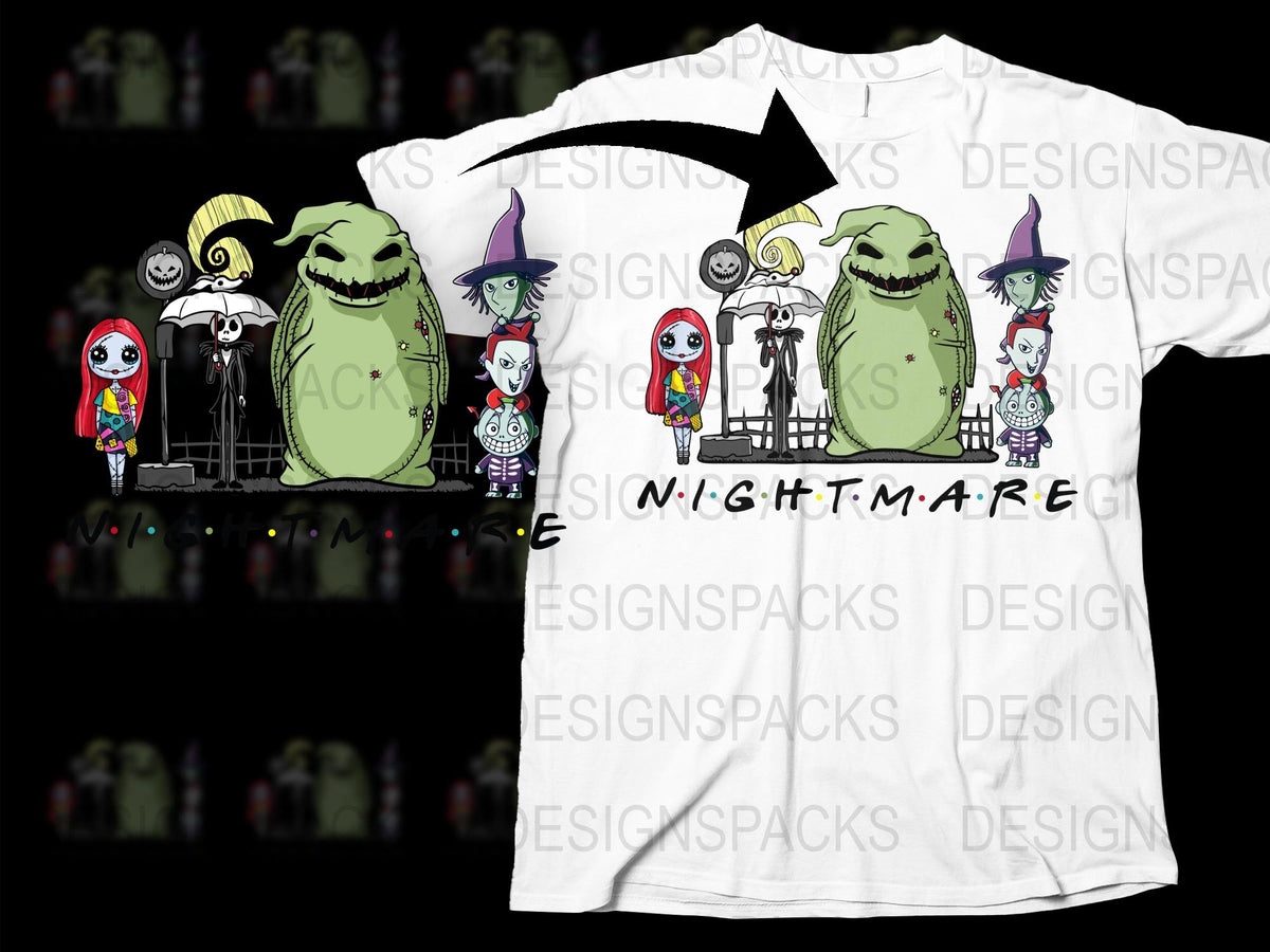 Nightmare Inspired Cartoon Character T-Shirt, Creepy Cute Halloween Theme Graphic Tee, Unisex Adult Clothing