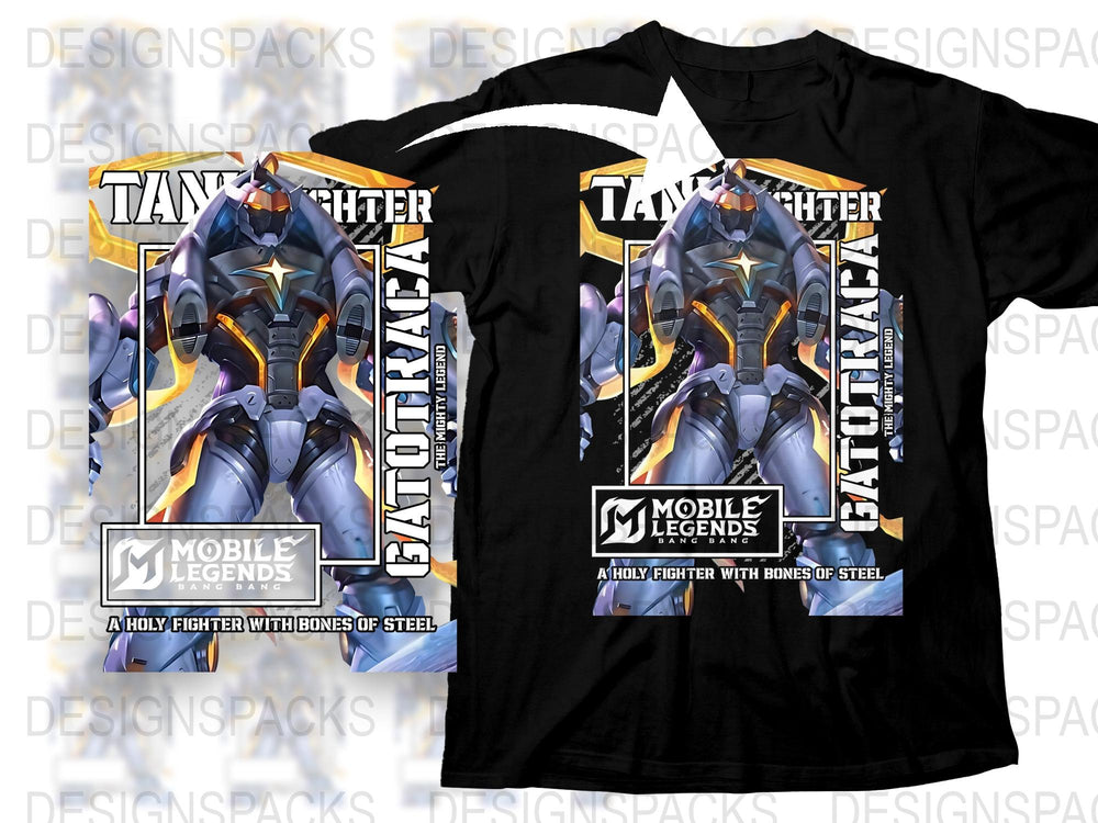 Mobile Legends T-Shirt, Tank Top Bundle, Fighter Graphic Tee, Gaming Apparel, Black and White
