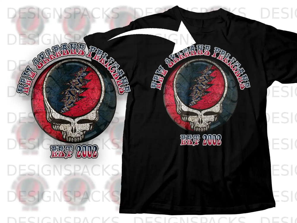 New Orleans Pirates Est 2002 Skull Graphic T-Shirt