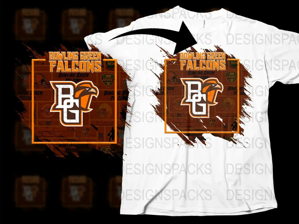 Bowling Green Falcons T-Shirt Orange and White College Sports Apparel Unisex