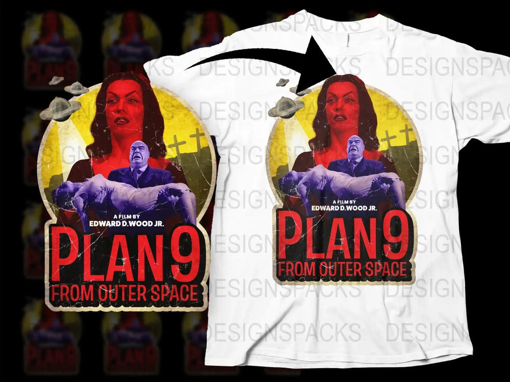 Plan 9 From Outer Space Vintage Movie Poster Graphic T-Shirt, Unisex Sci-Fi Tee, Retro Film Merchandise, Cotton Shirt