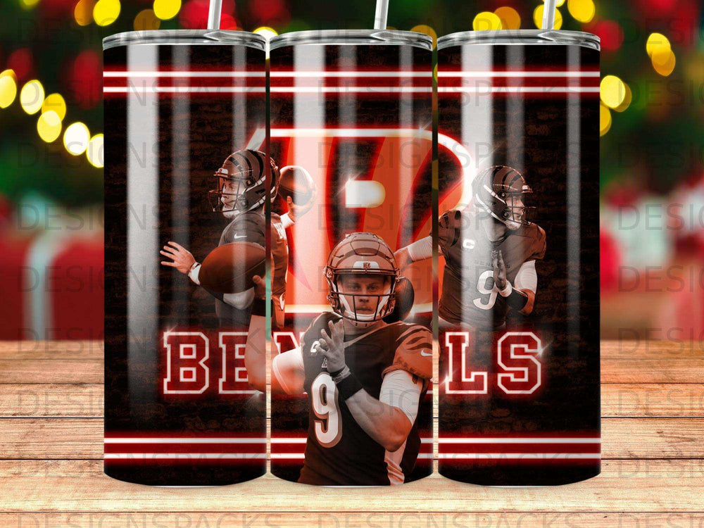 Cincinnati Bengals quarterback Joe Burrow in uniform holding a football.